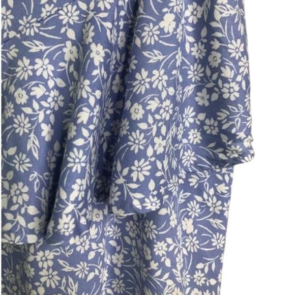 Japna Mini Skirt Wmns Size L Baby Blue White Ruffled Floral Rayon Boho Summer - Picture 5 of 5